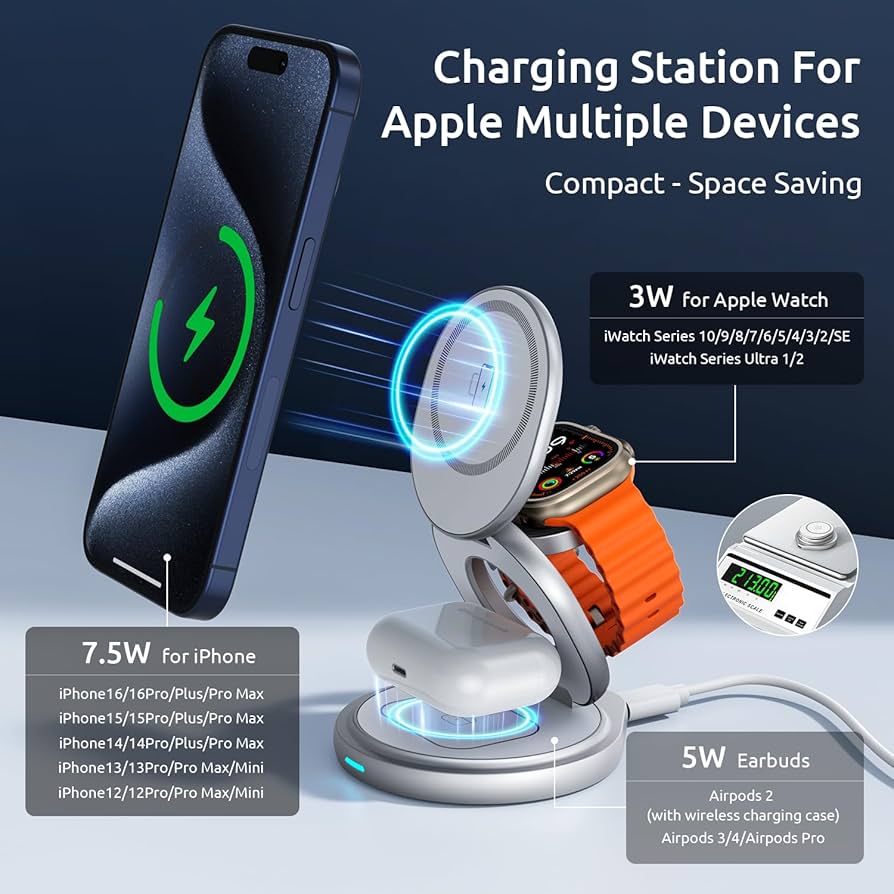 Amazon.com: 3 in 1 Charging Station for Apple Magsafe Travel